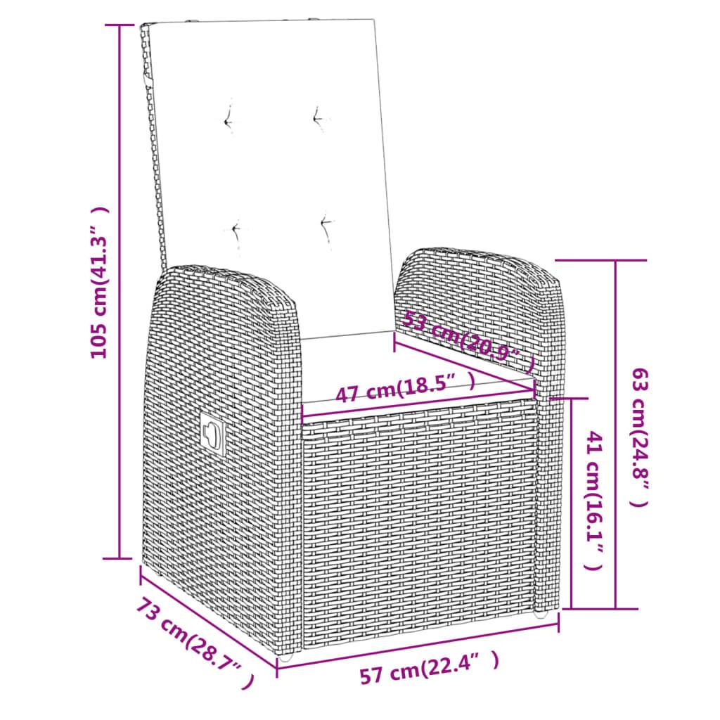 Salon de Jardin pour Balcon 2 Personnes Gris, Comprenant 2 Fauteuils Relax Inclinables et une Table – ComfortXL Outdoor Living - Image 8
