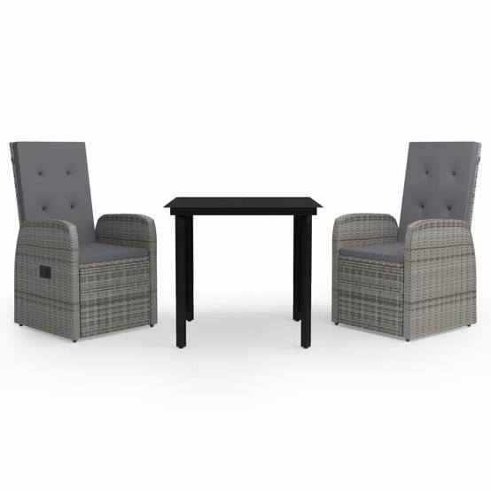 Salon de Jardin pour Balcon 2 Personnes Gris, Comprenant 2 Fauteuils Relax Inclinables et une Table – ComfortXL Outdoor Living - Image 2
