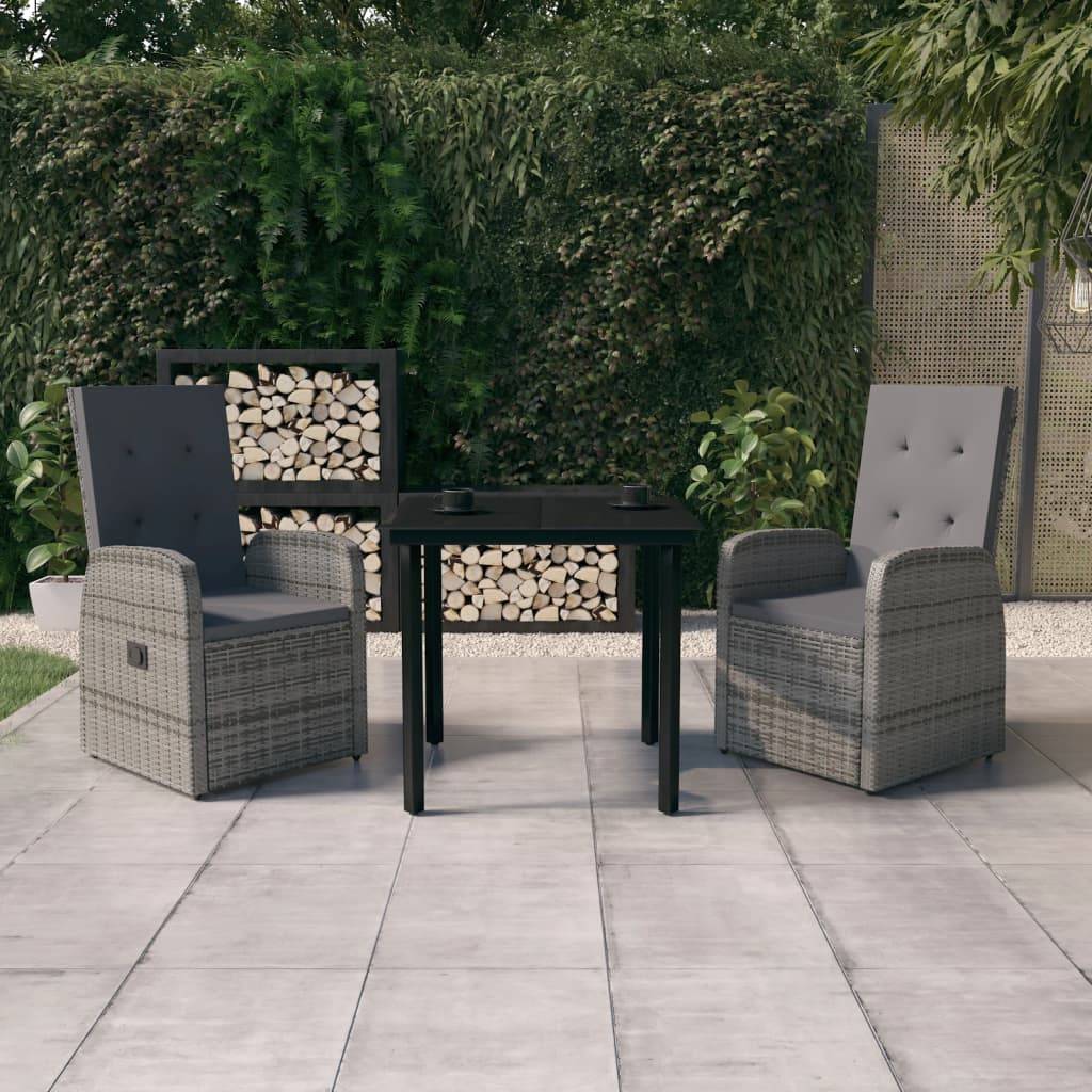 Salon de Jardin pour Balcon 2 Personnes Gris, Comprenant 2 Fauteuils Relax Inclinables et une Table – ComfortXL Outdoor Living - Image 1