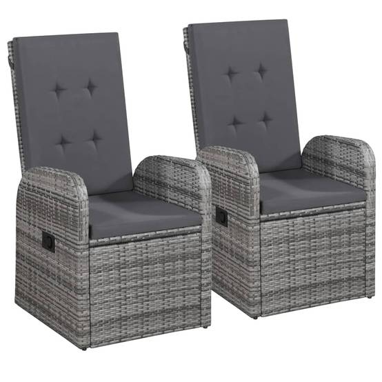 Salon de Jardin pour Balcon 2 Personnes Gris, Comprenant 2 Fauteuils Relax Inclinables et une Table – ComfortXL Outdoor Living - Image 3