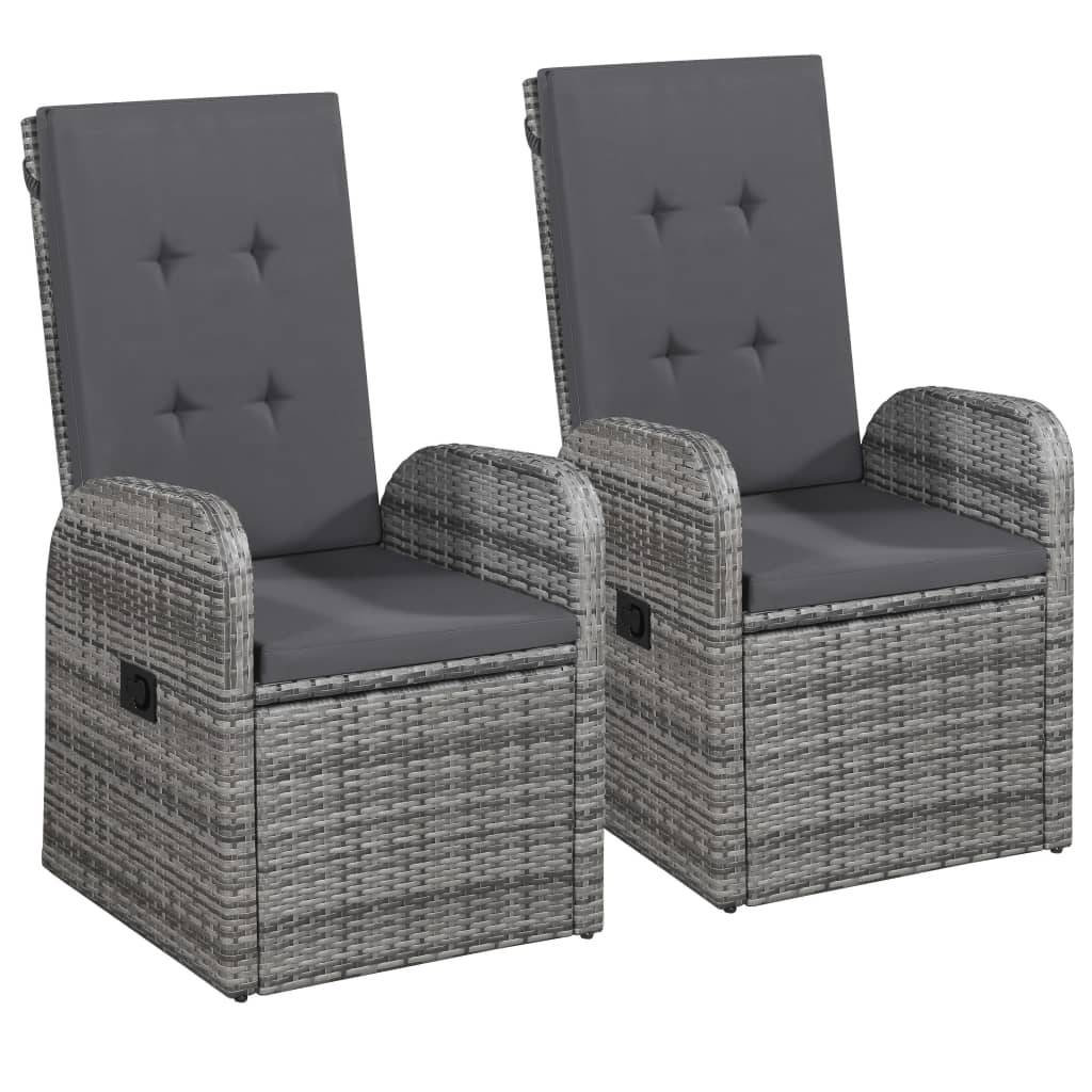 Salon de Jardin pour Balcon 2 Personnes Gris, Comprenant 2 Fauteuils Relax Inclinables et une Table – ComfortXL Outdoor Living - Image 3