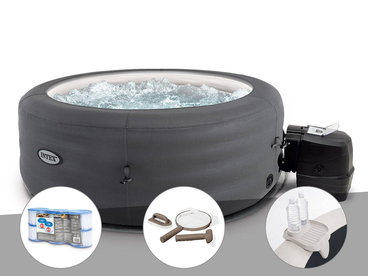 Kit spa gonflable Intex PureSpa Access rond Bulles 4 places + 6 filtres + Kit d'entretien + Porte-verre - Imagen 1