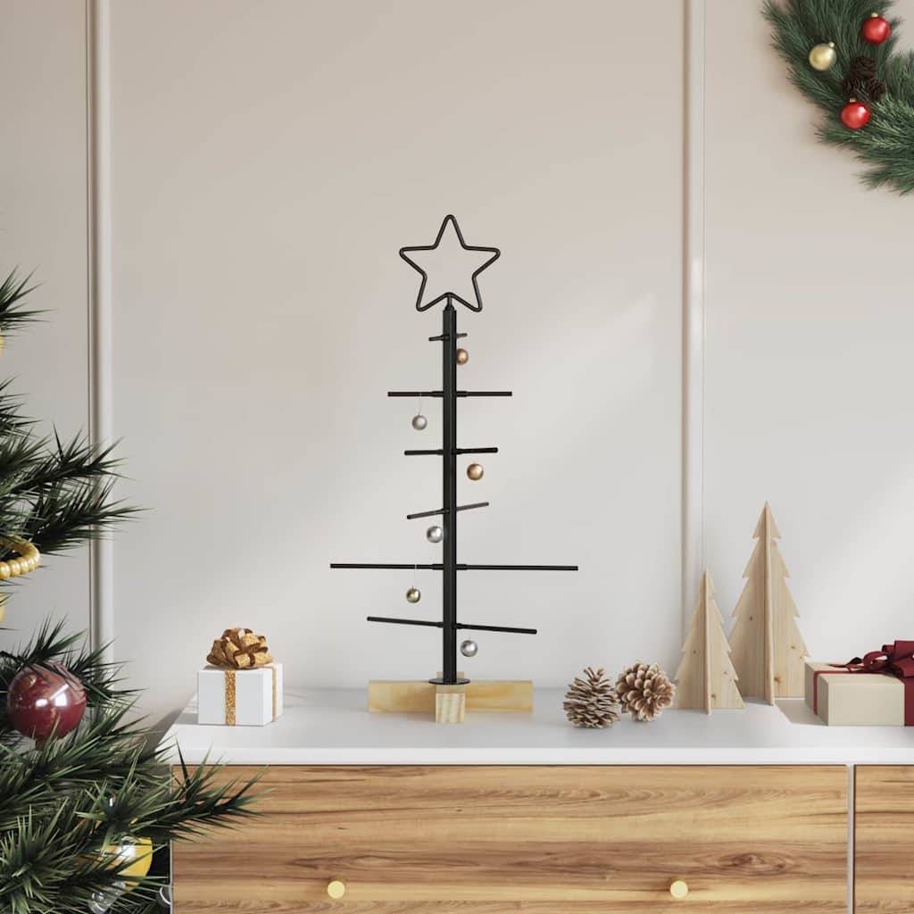 Sapin de Noël métal et bois de pin déco moderne et rustique Noir 60 cm – ComfortXL Outdoor Living - Image 1