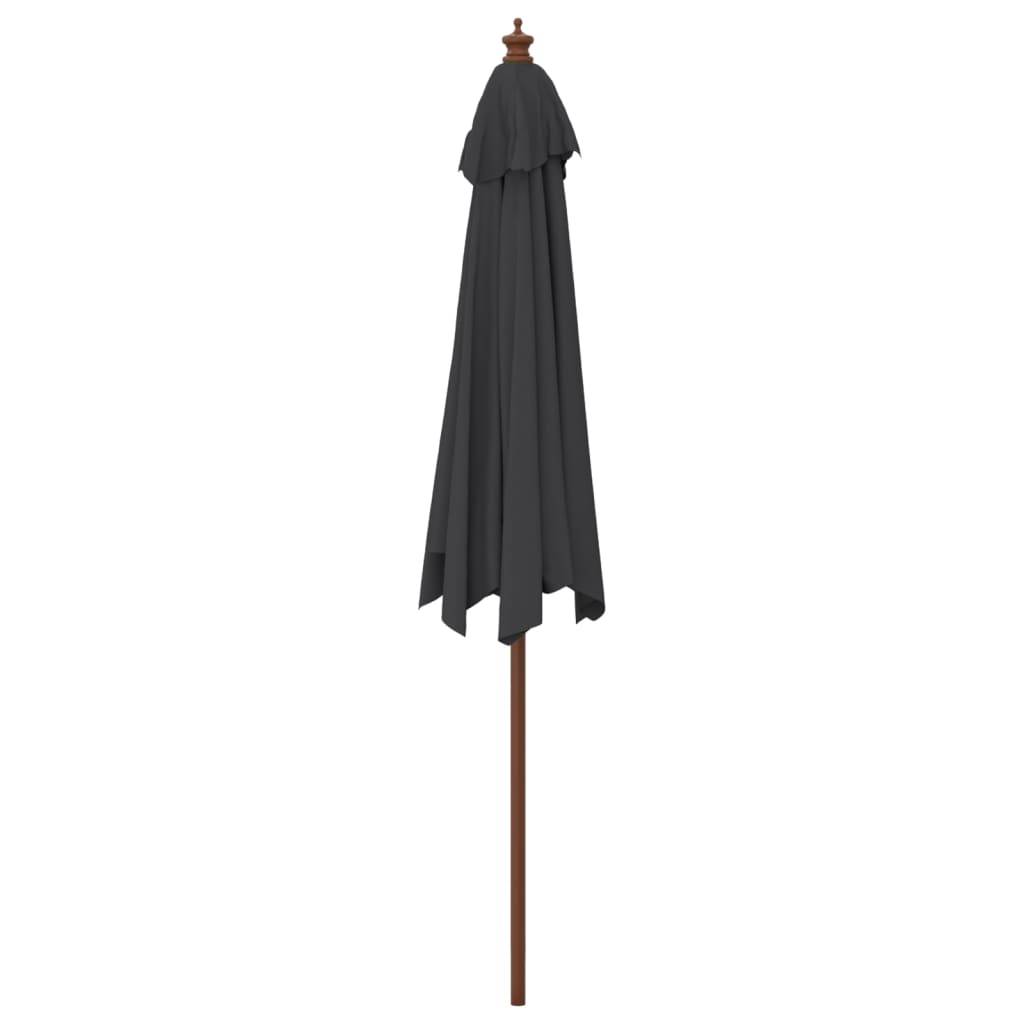 Helloshop26 - Parasol mobilier de jardin de jardin avec mât en bois 299 x 240 cm noir - Imagen 3