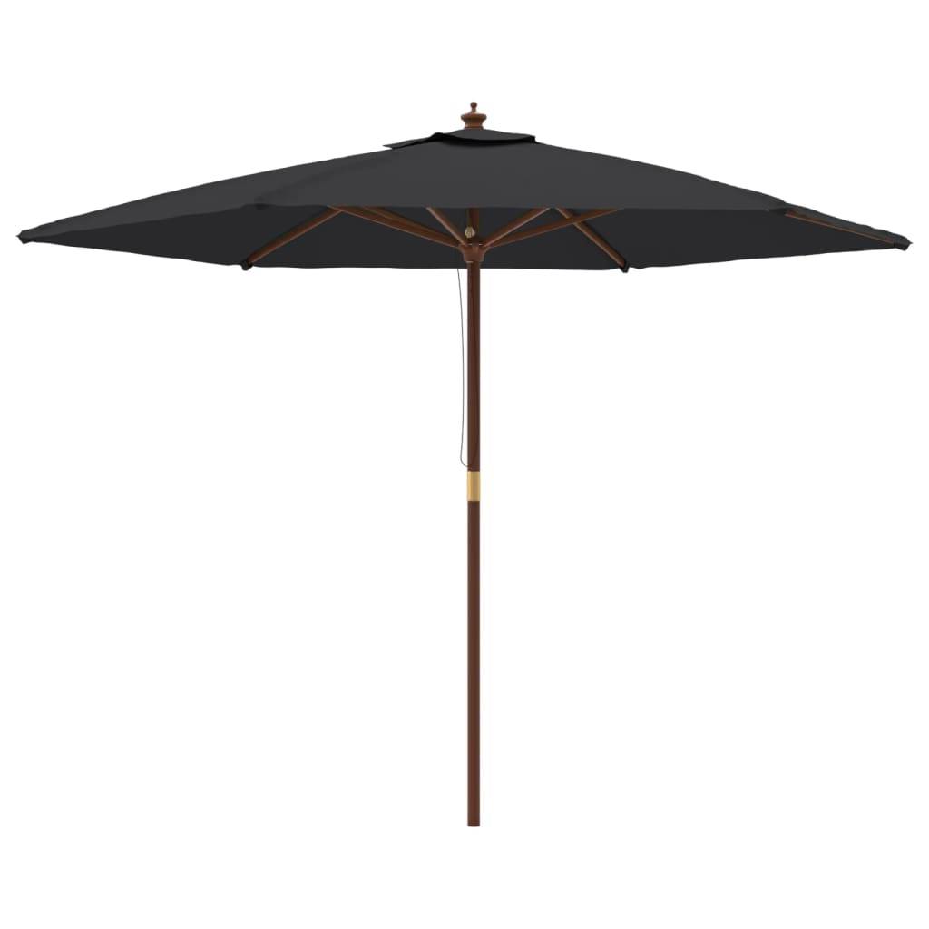 Helloshop26 - Parasol mobilier de jardin de jardin avec mât en bois 299 x 240 cm noir - Imagen 1