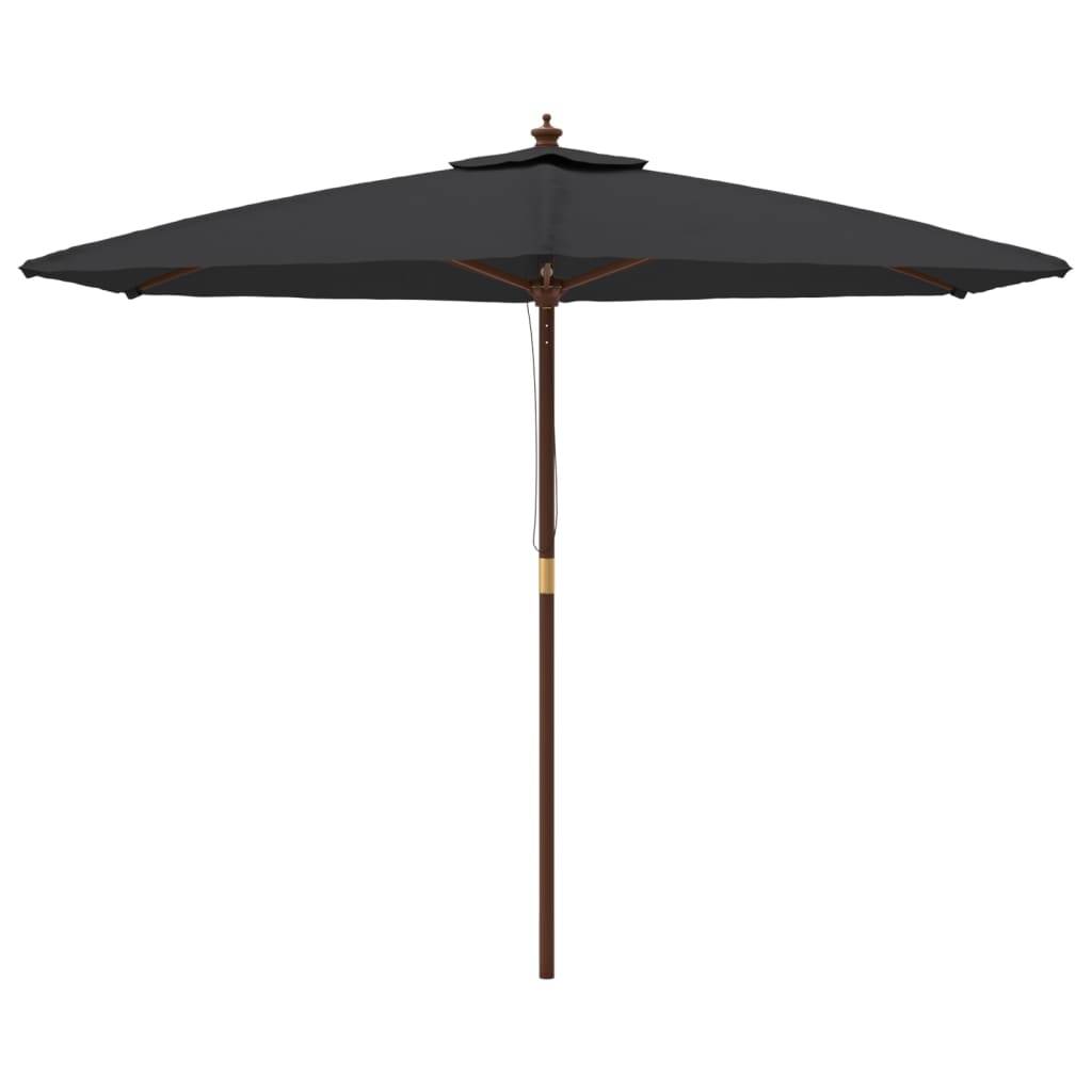 Helloshop26 - Parasol mobilier de jardin de jardin avec mât en bois 299 x 240 cm noir - Imagen 2