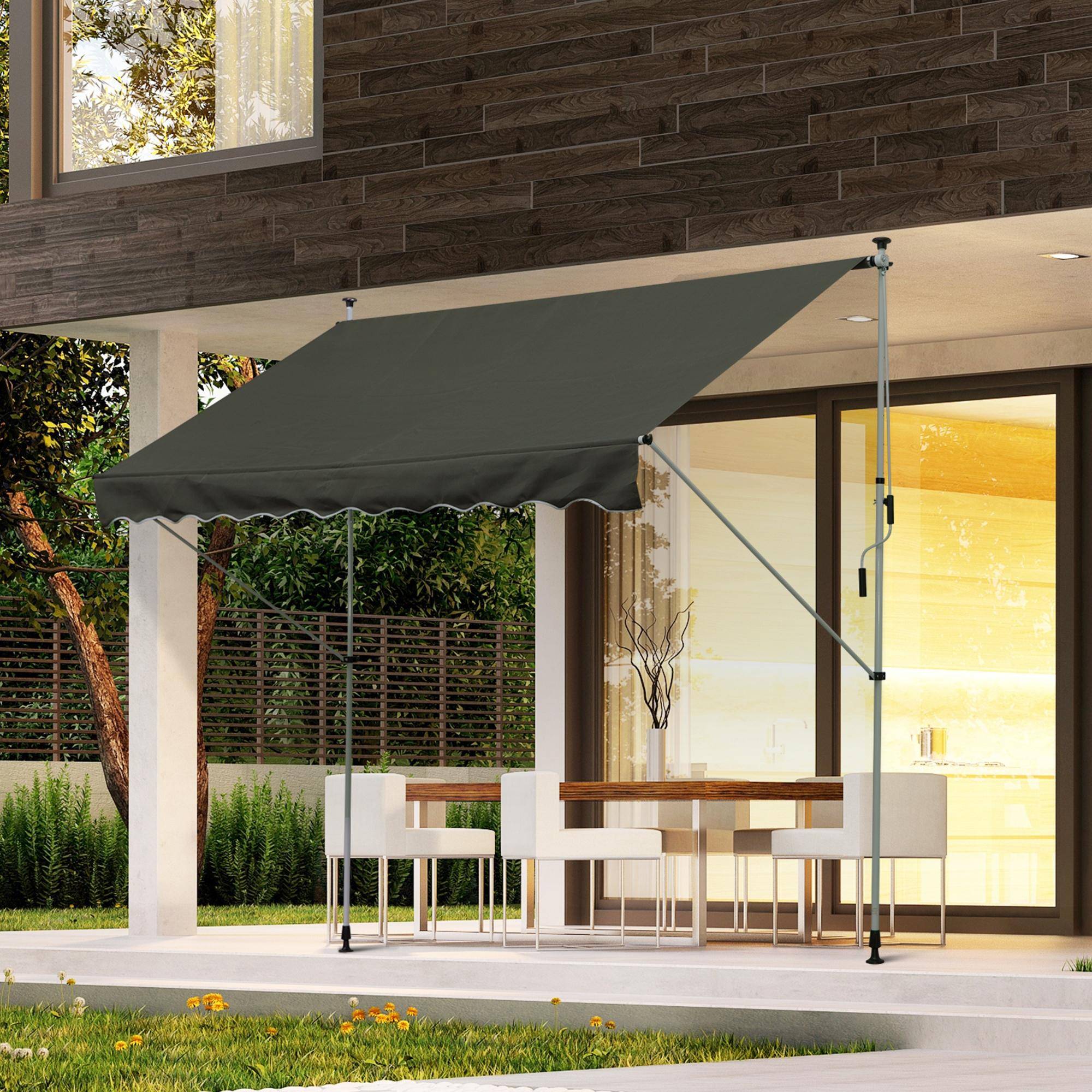 Sans Marque - Store banne pince manivelle réglable bras articulés balcon 150cm gris,Sans Marque - Image 4
