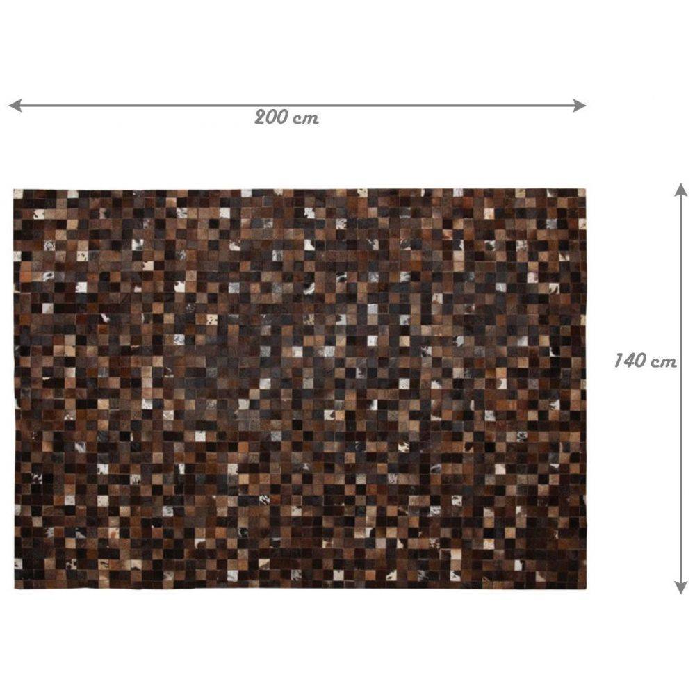 Aubry Gaspard - Tapis en peau de vache véritable Mosaïque Marron - Imagen 3