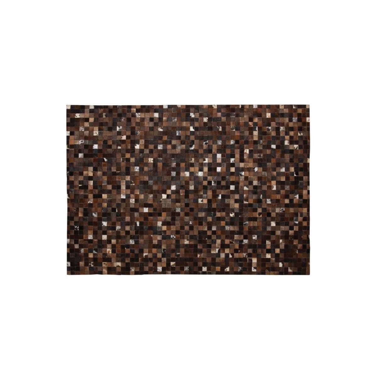 Aubry Gaspard - Tapis en peau de vache véritable Mosaïque Marron - Imagen 1