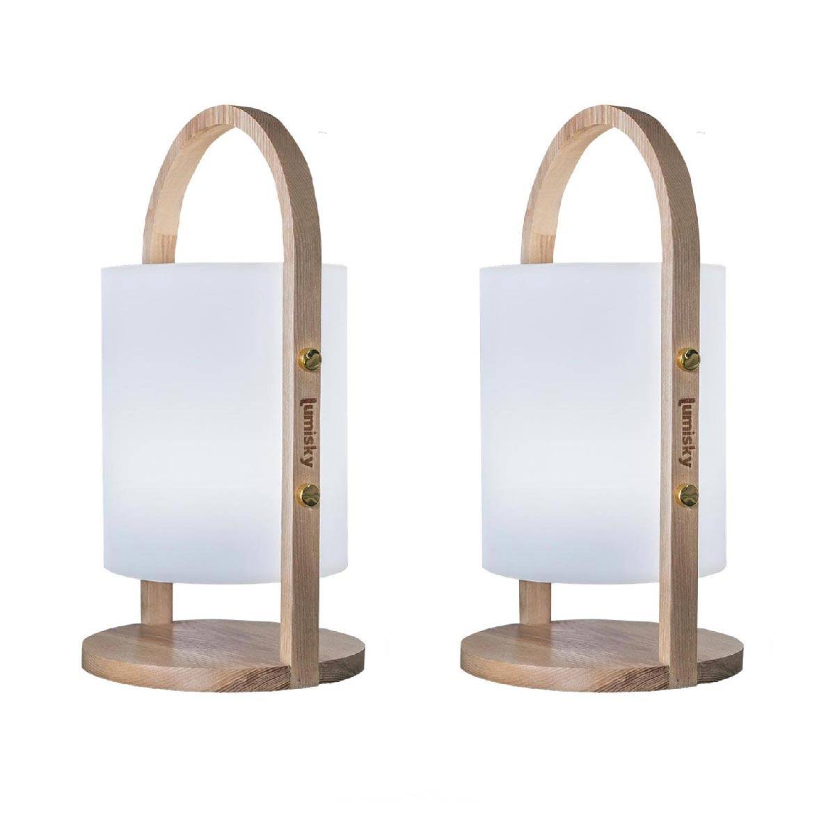 Lumisky - 2 Lanternes sans fil LED WOODY H37cm - Imagen 1
