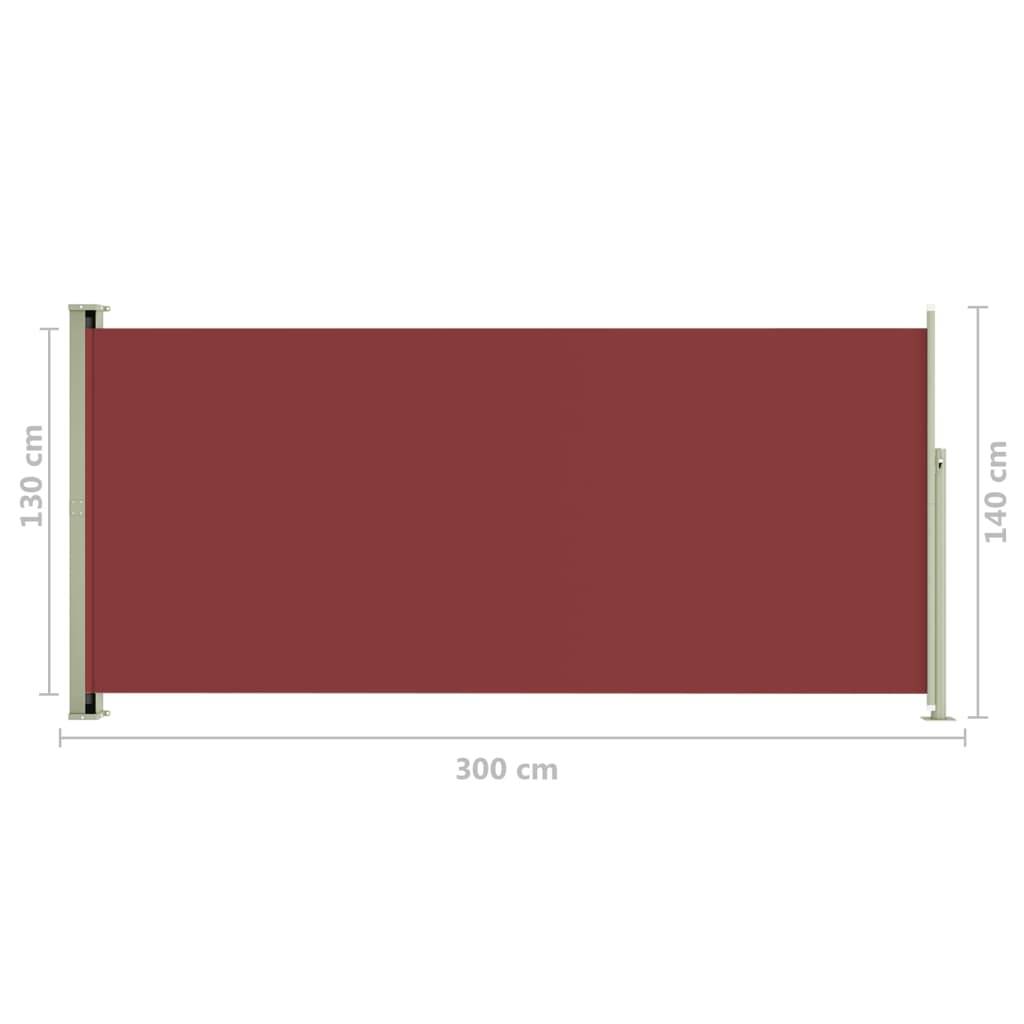 Helloshop26 - Auvent paravent store brise-vue latéral rétractable de patio jardin terrasse balcon protection visuelle écran 140 x 300 cm rouge - Imagen 3