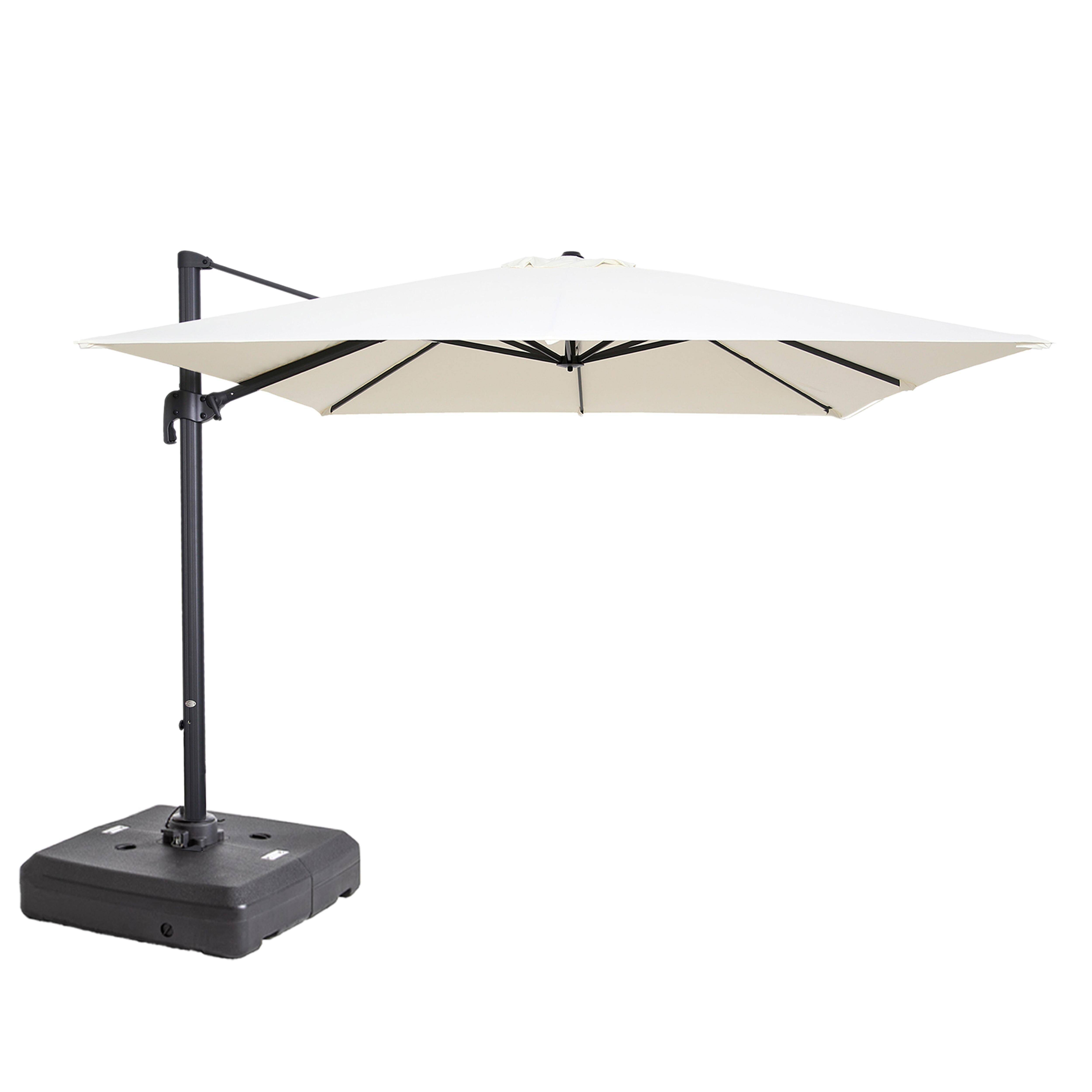 Oviala - Parasol 3x3m 360° inclinable + pied à lester 100L sur roues blanc Malaga - Oviala - Imagen 1