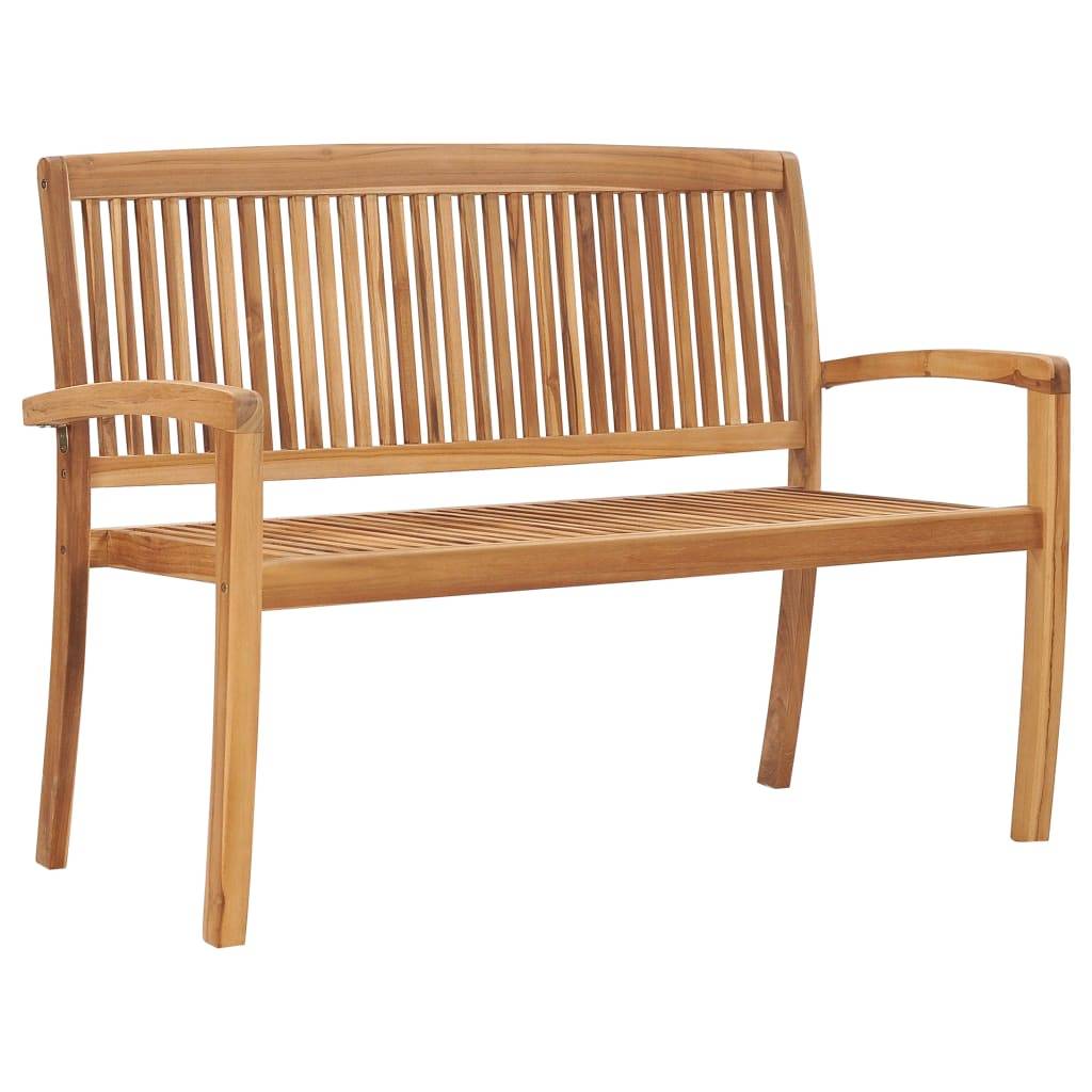 Helloshop26 - Banc de jardin meuble de patio d'extérieur terrasse empilable et coussin 128,5 x 57,5 x 90 cm bois de teck massif - Imagen 2