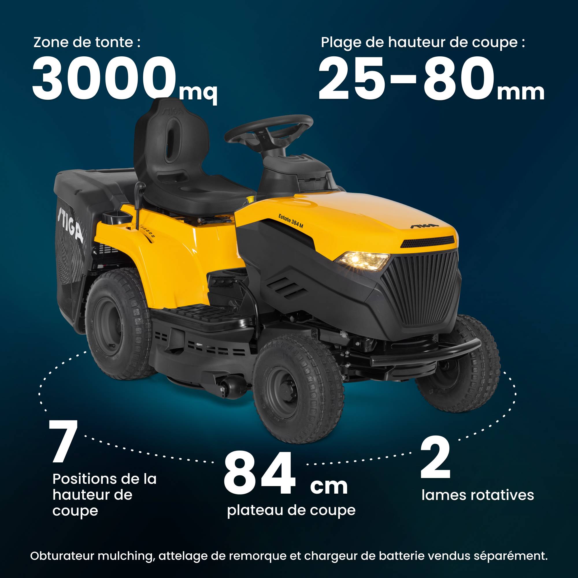 Stiga - Estate 384 M a: Tracteur Tondeuse Thermique, 84 cm, 200 L – Pour Pelouses Jusqu'à 3500 m² -STIGA - Image 7