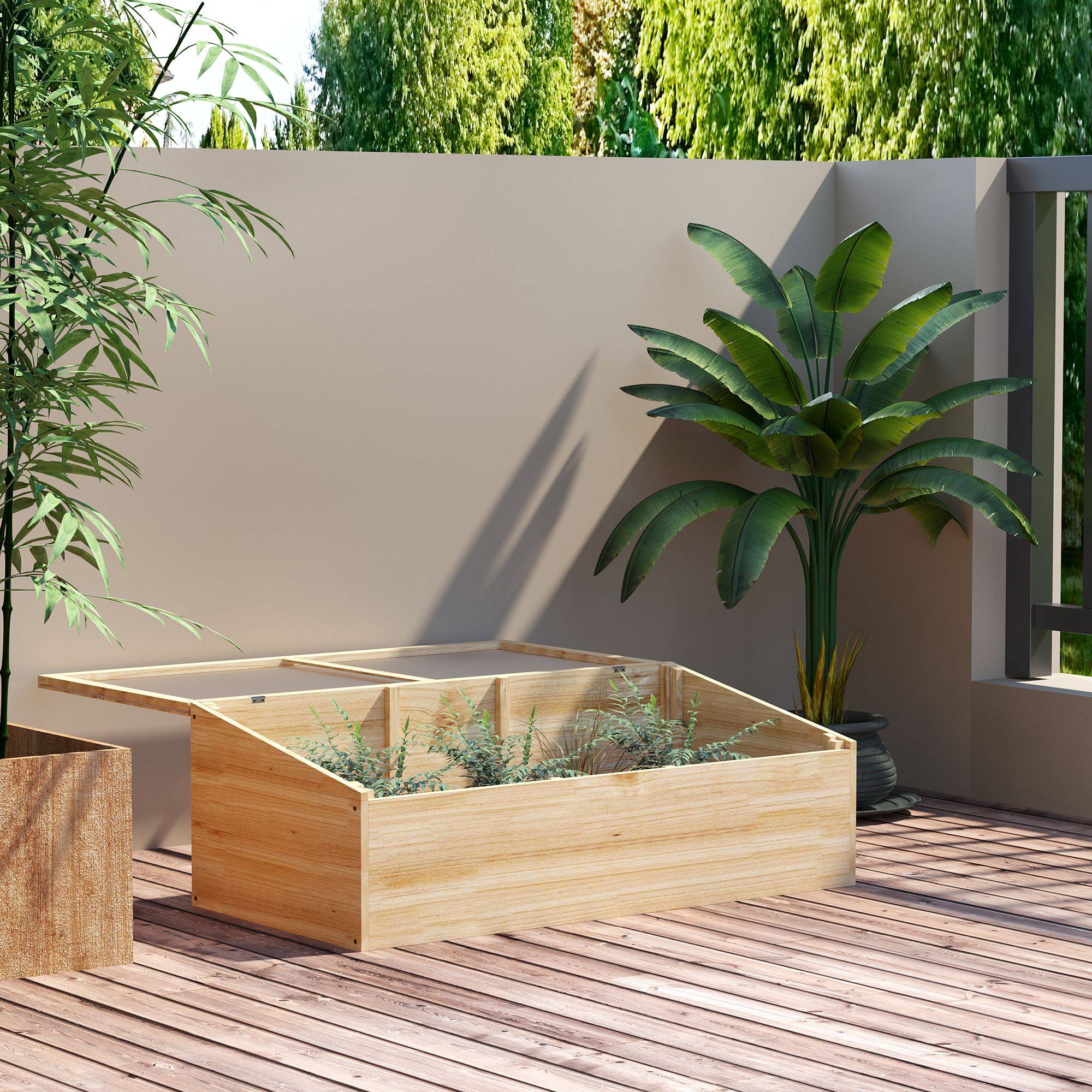 Châssis en bois, 100 x 50 x 35 cm, Naturel, sapin, plaque PC - Image 4