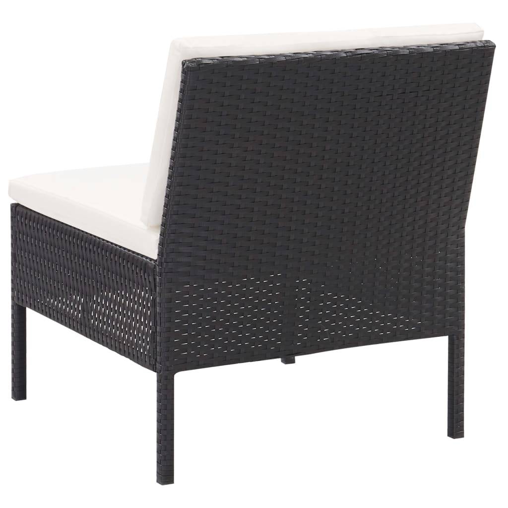 Helloshop26 - Salon de jardin meuble d'extérieur ensemble de mobilier 6 pièces avec coussins résine tressée noir - Imagen 8