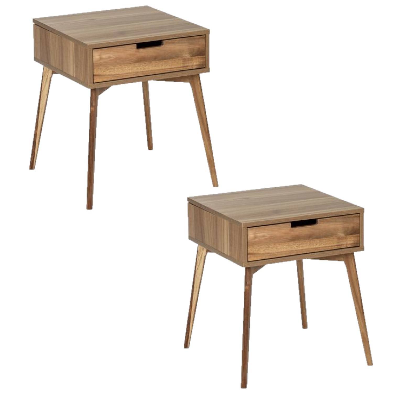 Sans Marque - Lot de 2 Tables de chevet Acina, en bois d'Acacias avec 1 tiroir - Toilinux - Image 1