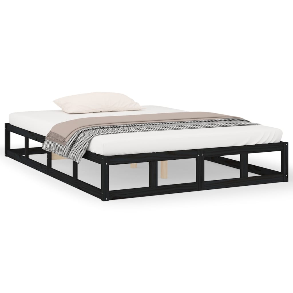 Vidaxl - Cadre de lit Noir 140x190 cm Bois massif - vidaXL - Imagen 1