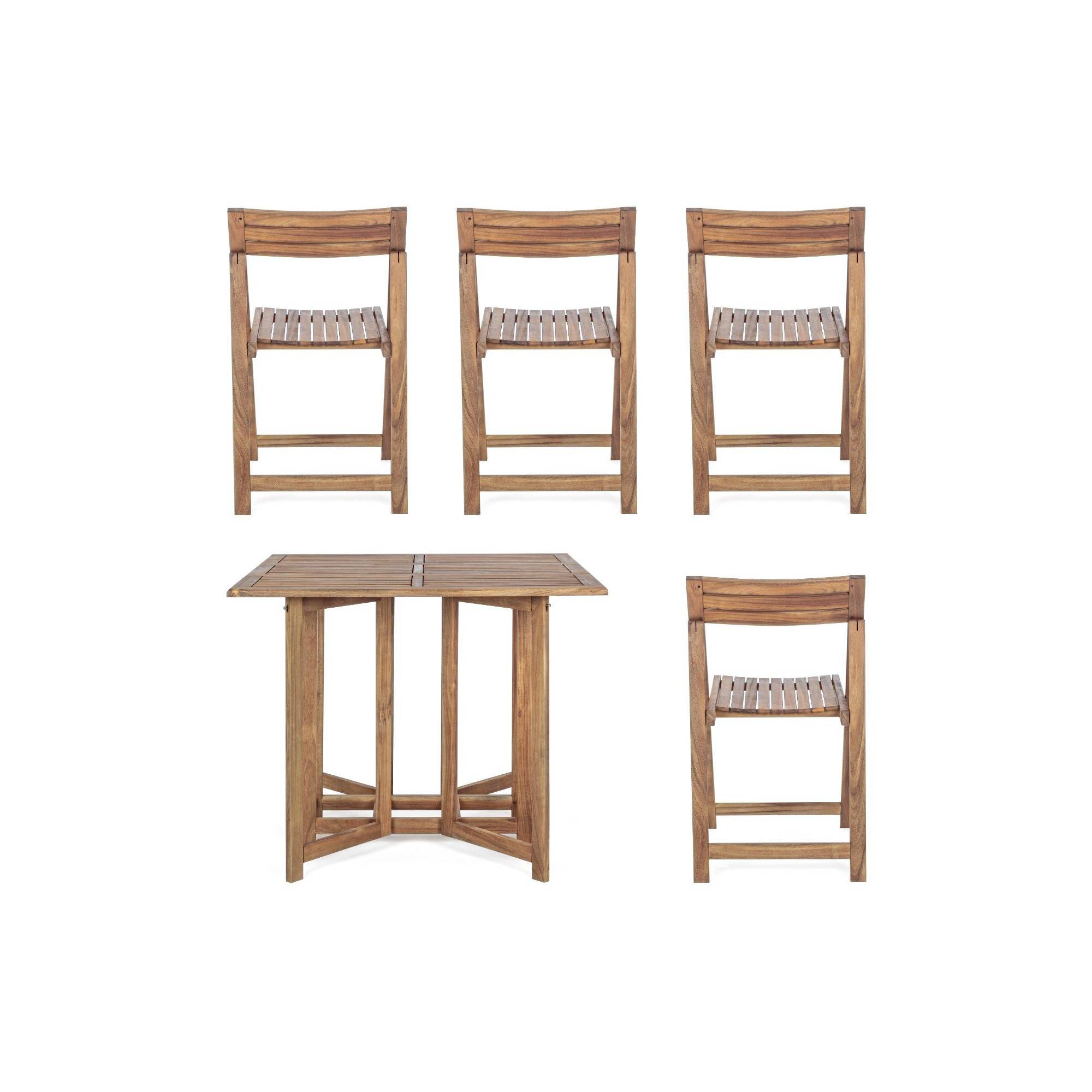 Autre - Ensemble de jardin table et 4 chaises en bois pliable - CANCALE - Imagen 6