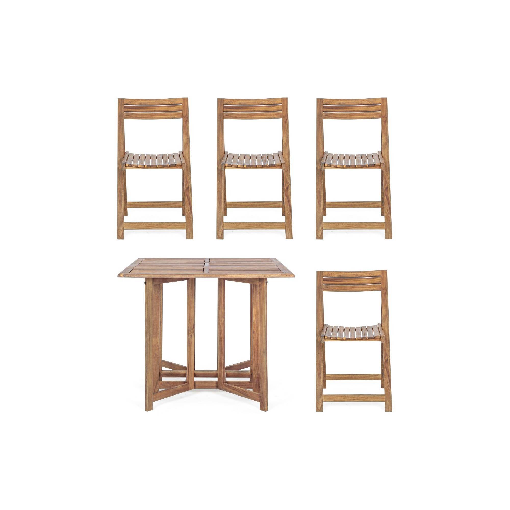 Autre - Ensemble de jardin table et 4 chaises en bois pliable - CANCALE - Imagen 4