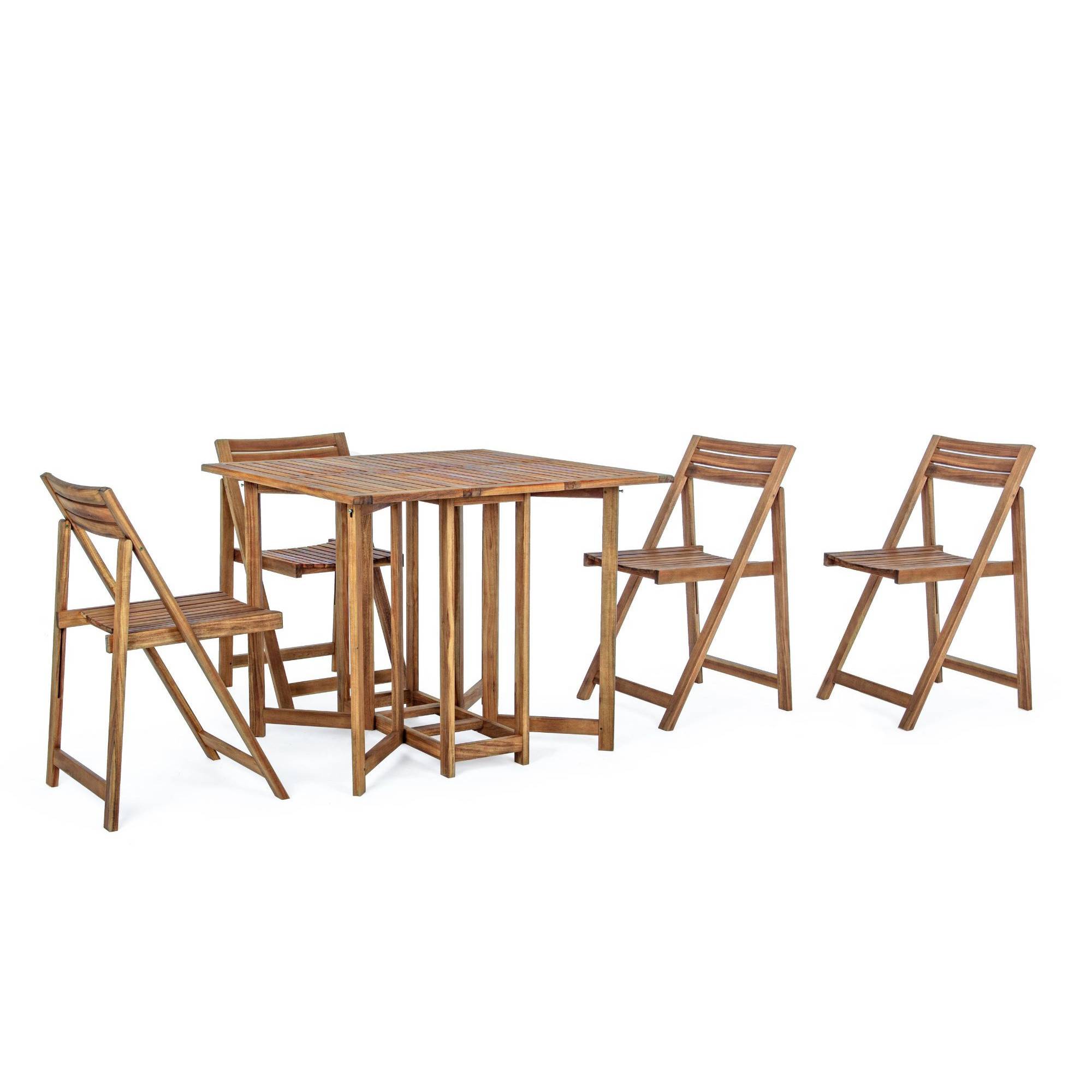 Autre - Ensemble de jardin table et 4 chaises en bois pliable - CANCALE - Imagen 1