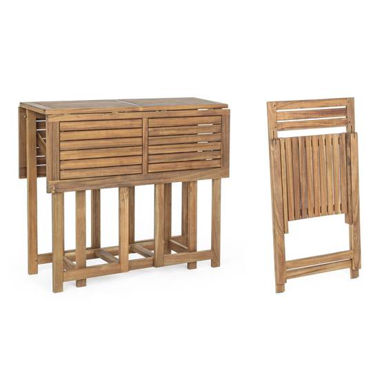 Autre - Ensemble de jardin table et 4 chaises en bois pliable - CANCALE - Imagen 8