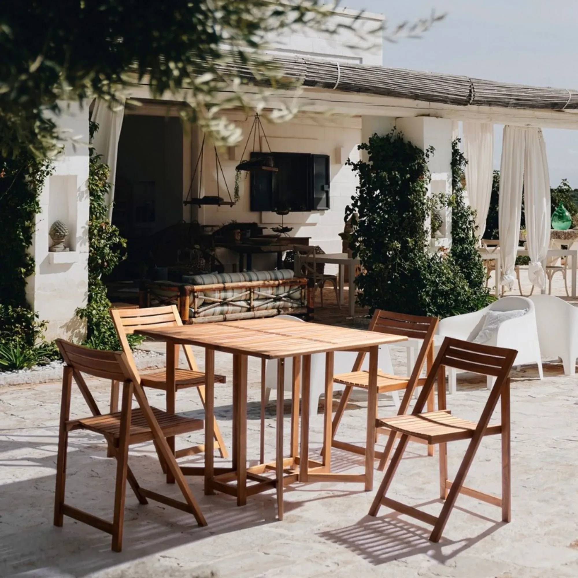 Autre - Ensemble de jardin table et 4 chaises en bois pliable - CANCALE - Imagen 2