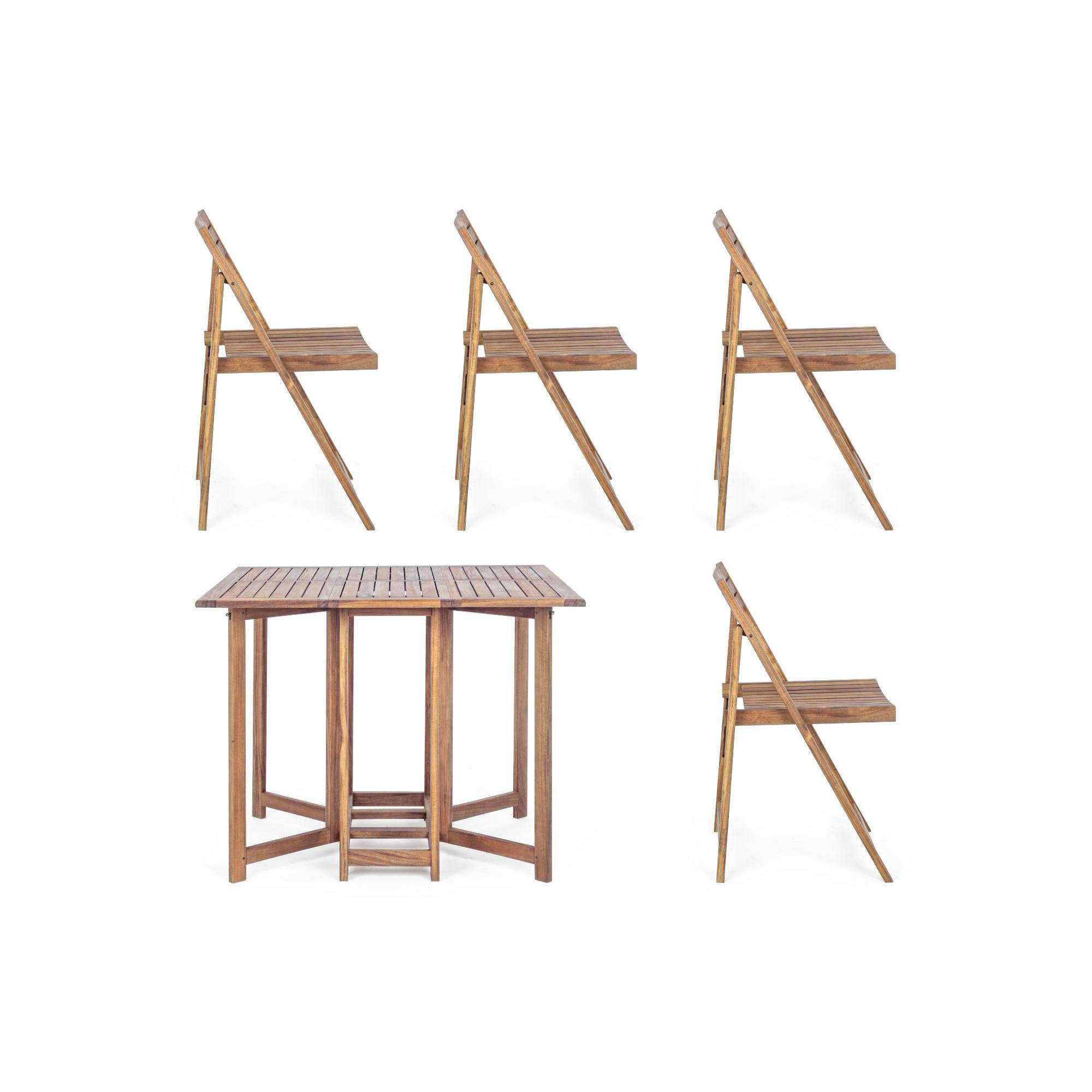 Autre - Ensemble de jardin table et 4 chaises en bois pliable - CANCALE - Imagen 5