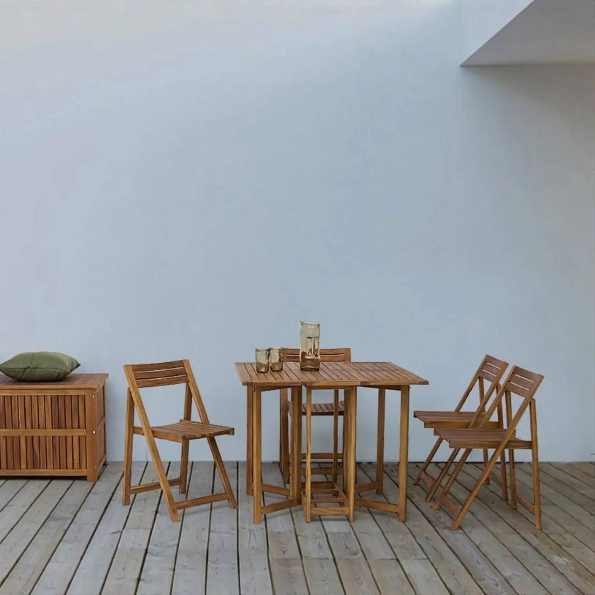 Autre - Ensemble de jardin table et 4 chaises en bois pliable - CANCALE - Imagen 3