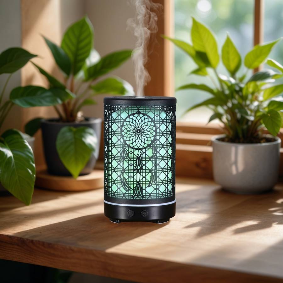 Zen'Arôme Diffuseur Aromathérapie avec Télécommande Siena - Éclairage Led Personnalisable - Coque en Métal avec Motif Original - Image 1
