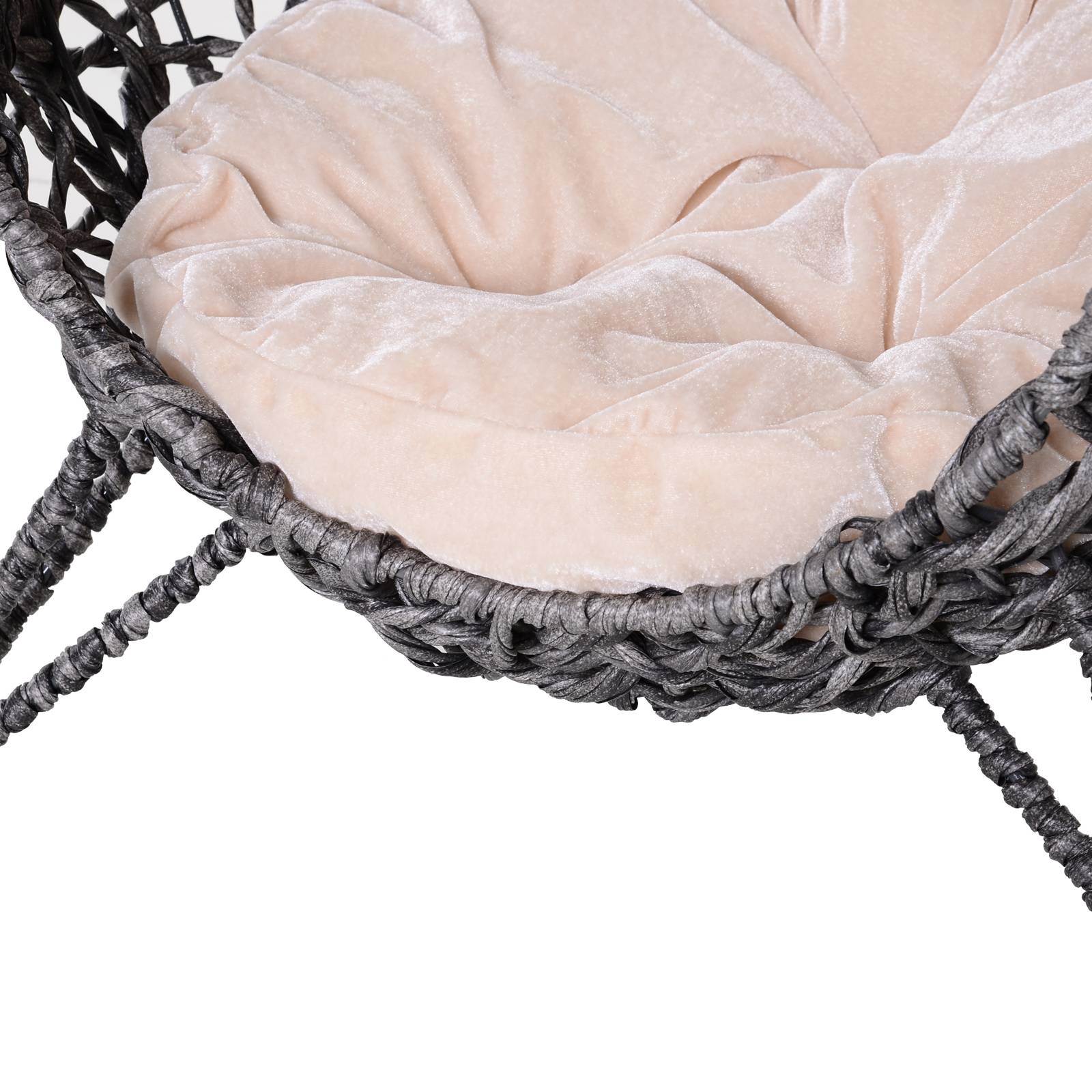 Panier chat lit surélevé chat cosy niche grotte grand confort dim. Ø 52 x 58H cm coussin moelleux inclus résine tressée imitation rotin gris - Image 10