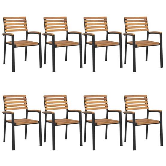 Chaises de jardin empilables bois acacia métal 56 x 54.5 x 87 cm - PANGIVO - Image 2