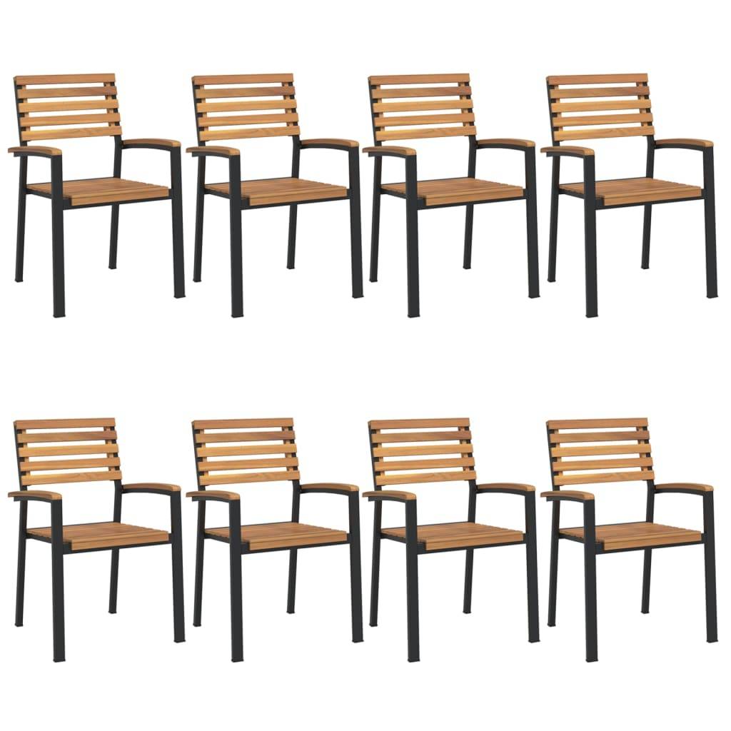 Chaises de jardin empilables bois acacia métal 56 x 54.5 x 87 cm - PANGIVO - Image 2