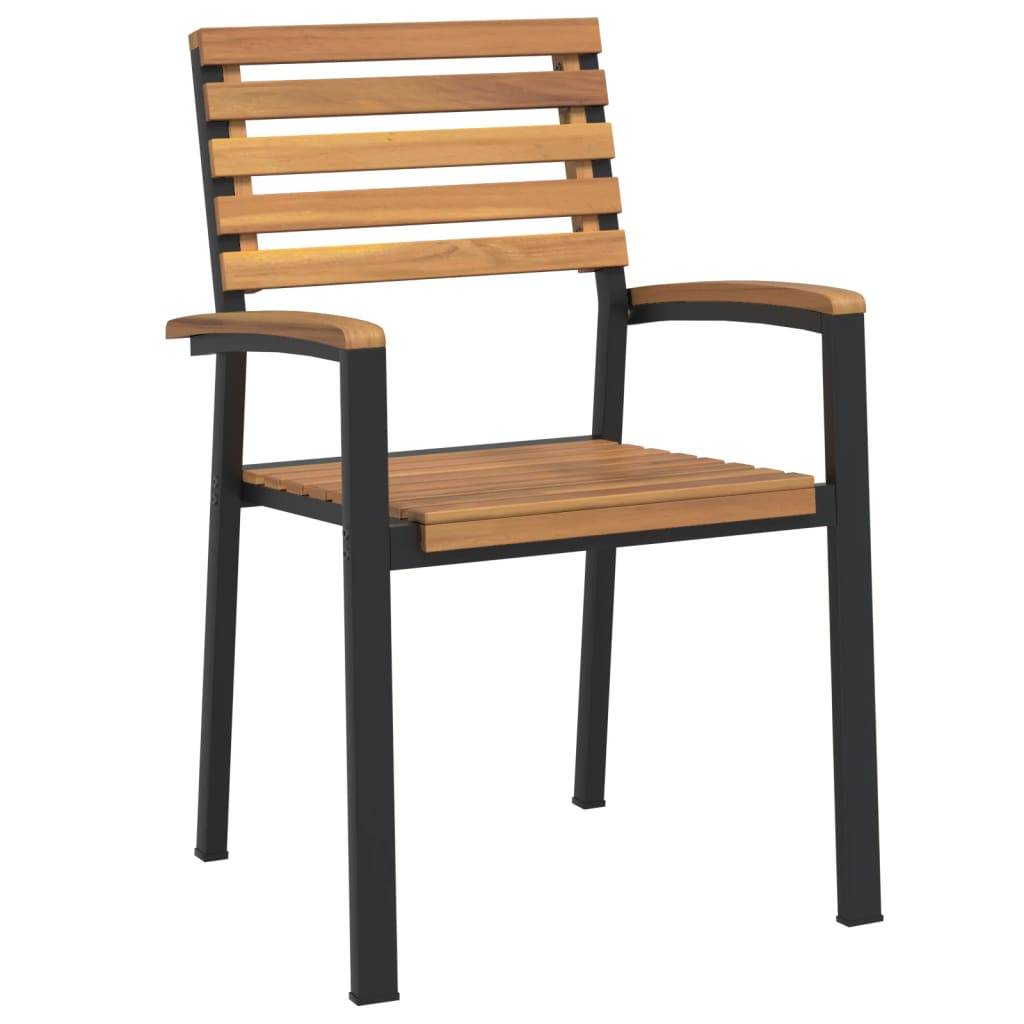 Chaises de jardin empilables bois acacia métal 56 x 54.5 x 87 cm - PANGIVO - Image 3
