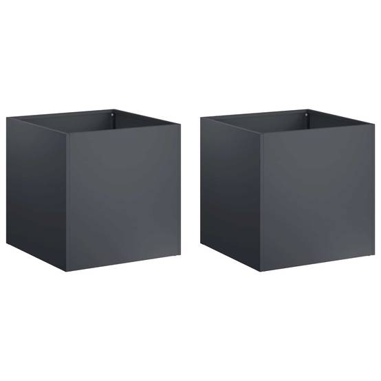 Vidaxl - Cache-pot de jardin 2 pc Anthracite 45 x 45 x 45 cm vidaXL 8004971 - Image 2