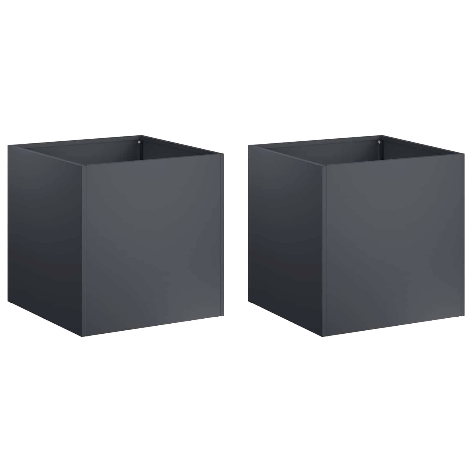 Vidaxl - Cache-pot de jardin 2 pc Anthracite 45 x 45 x 45 cm vidaXL 8004971 - Image 2
