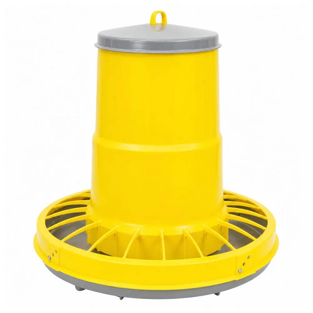 Mangeoire trémie plastique volaille cylindrique jaune 10 kg River Systems - Image 2