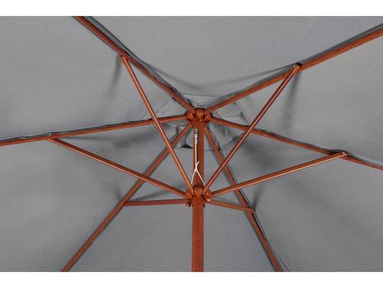 Parasol Jardin Droit Alu Finition Bois "luz" - Rond - ø 3m - Gris - Avec Pied à Lester -habitat Et Jardin - Image 3