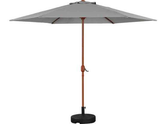 Parasol Jardin Droit Alu Finition Bois "luz" - Rond - ø 3m - Gris - Avec Pied à Lester -habitat Et Jardin - Image 1
