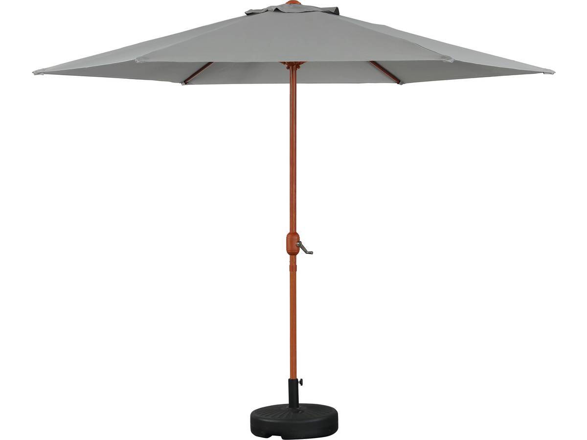 Parasol Jardin Droit Alu Finition Bois "luz" - Rond - ø 3m - Gris - Avec Pied à Lester -habitat Et Jardin - Imagen 1