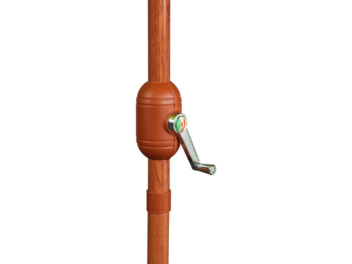 Parasol Jardin Droit Alu Finition Bois "luz" - Rond - ø 3m - Gris - Avec Pied à Lester -habitat Et Jardin - Image 4