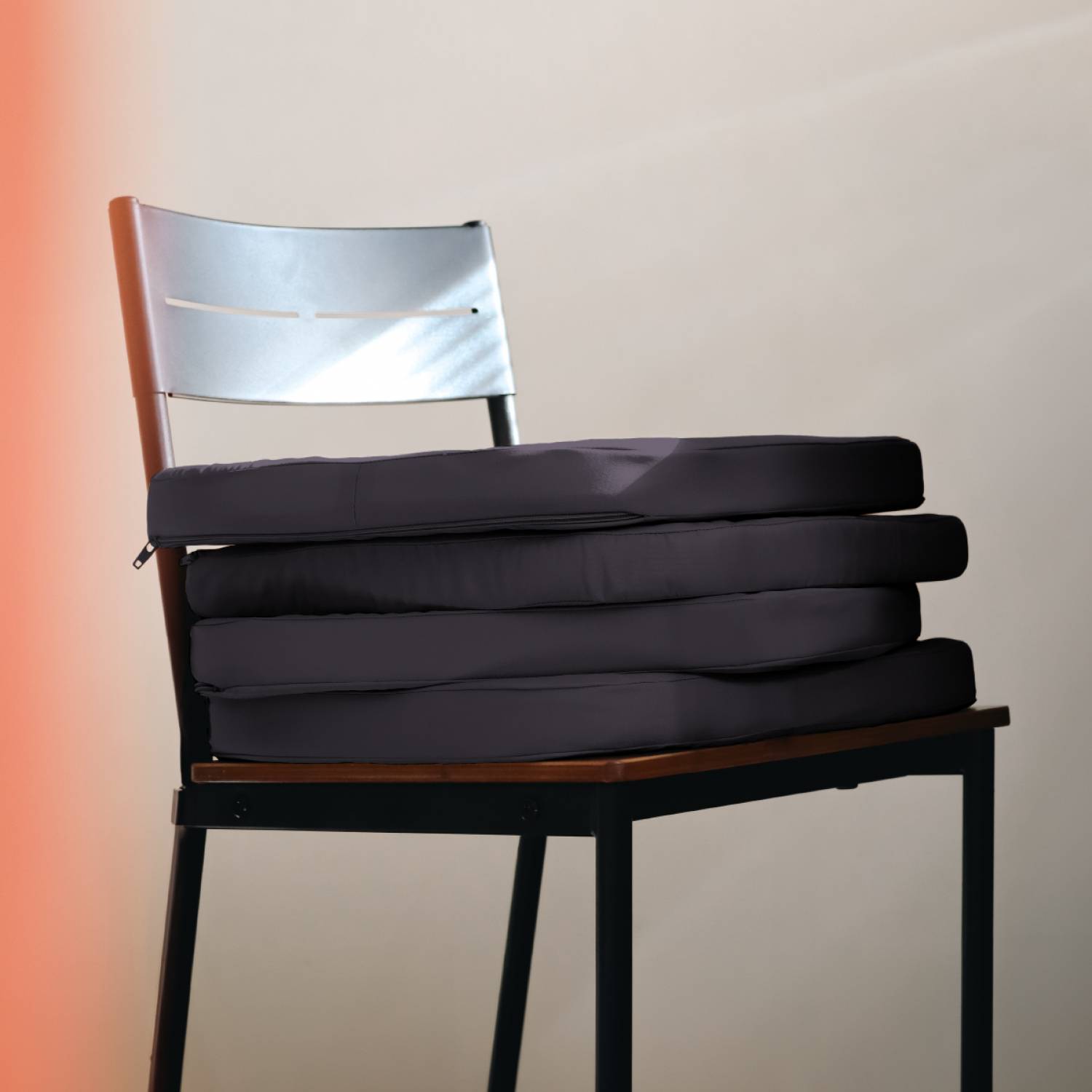 Linxor - Lot de 4 galettes, coussins déhoussables pour chaise - Gris foncé - Linxor - Imagen 5