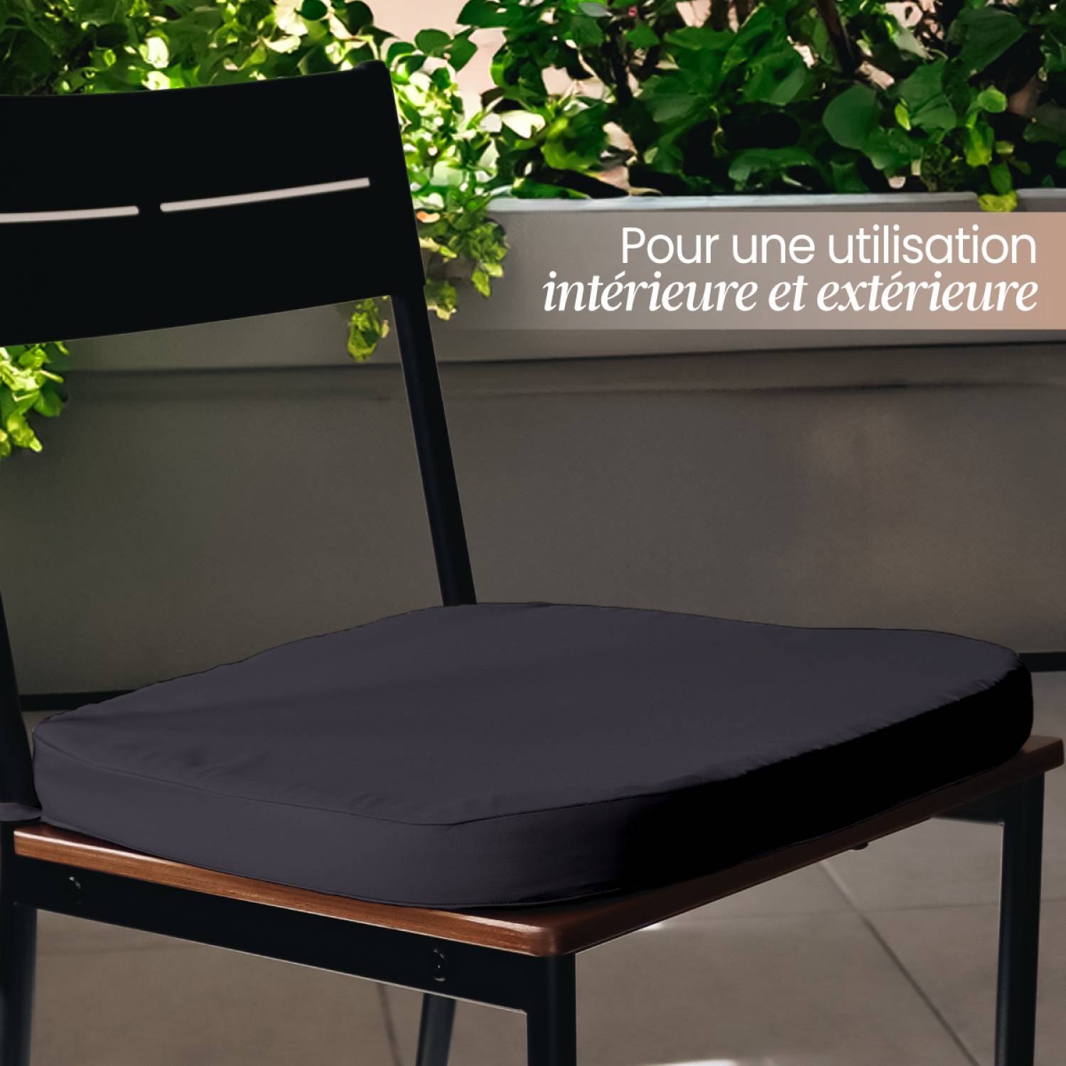 Linxor - Lot de 4 galettes, coussins déhoussables pour chaise - Gris foncé - Linxor - Imagen 4