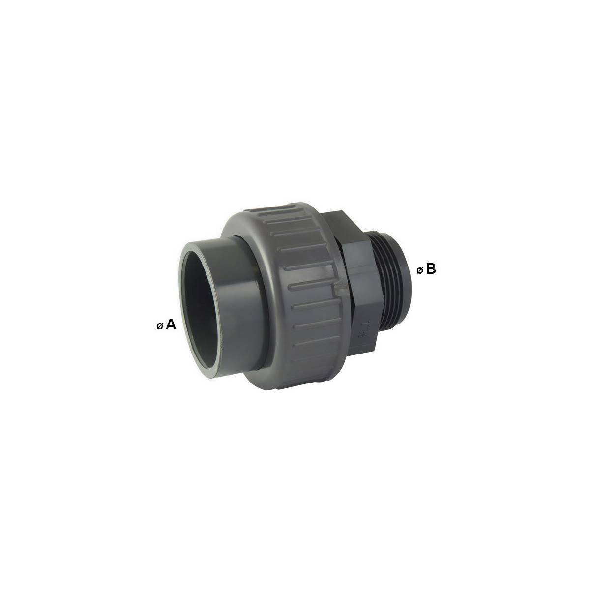 Codital - Raccord Union 3 pièces Femelle / Male en PVC - Ø A: 50mm | Ø B: 2'' - Imagen 2