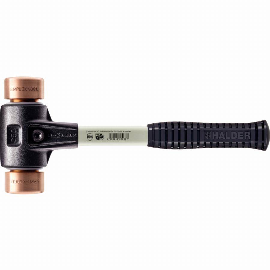Maillet HALDER SIMPLEX Cuivre avec boîtier en fonte malléable renforcée et manche en fibre de verre - D=40 mm - 3704.040