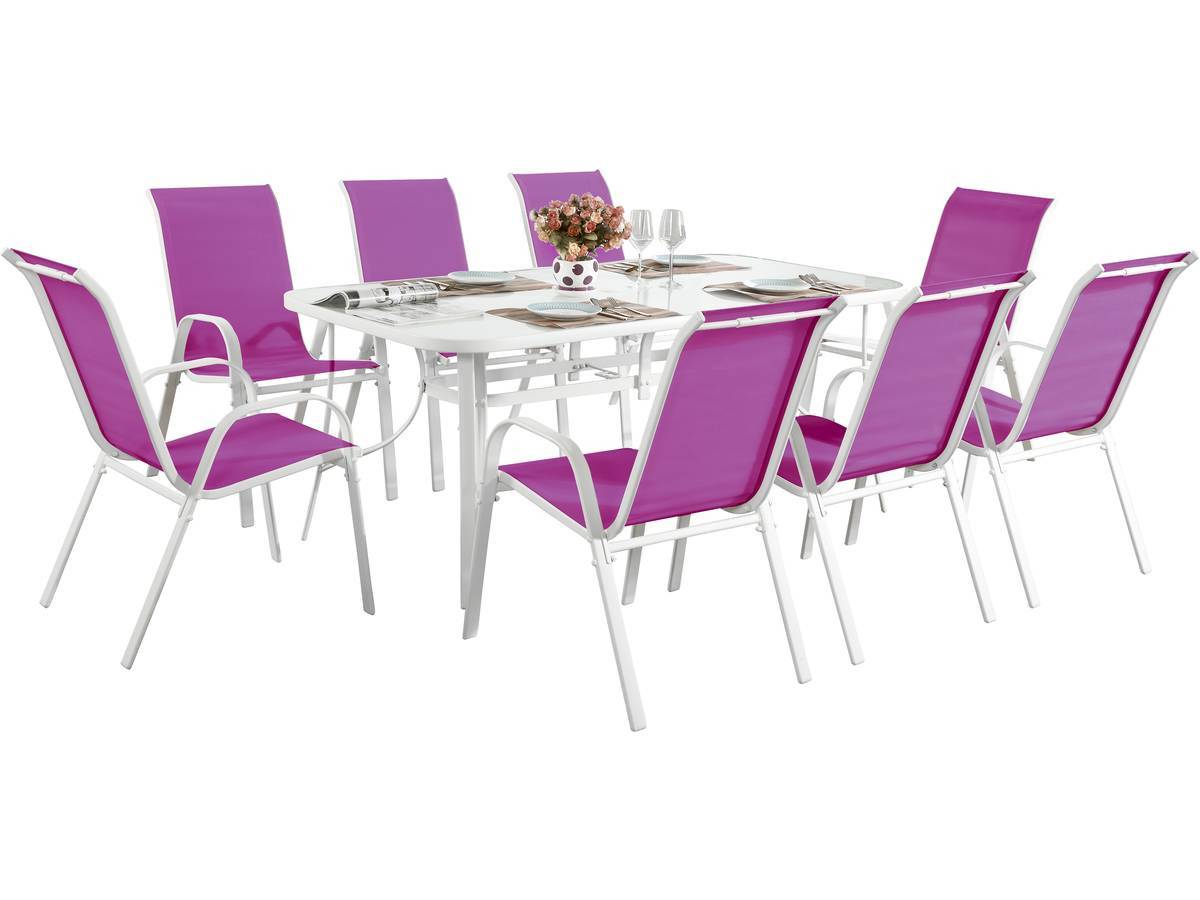 Habitat Et Jardin - Table Et Chaises De Jardin En Textilène "cordoba Xl 180" - Phoenix - 8 Places - Fuschia -habitat Et Jardin - Imagen 1