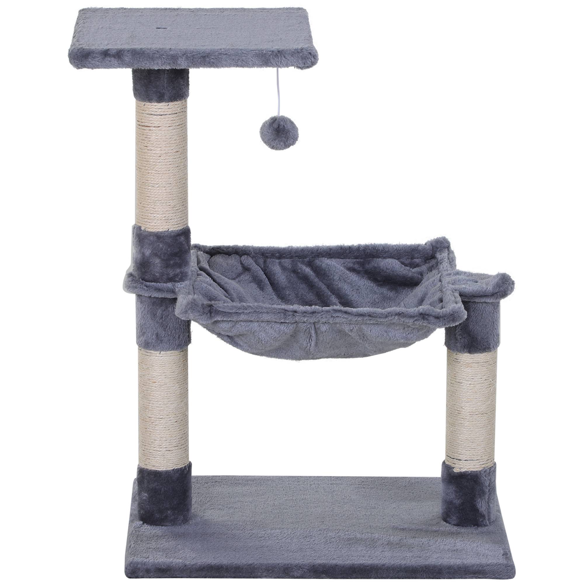 Arbre à chat à griffer, tour à chat 50 x 36 x 70 cm, centre d'activités avec hamac, plateforme et poteaux en sisal, gris - Image 2