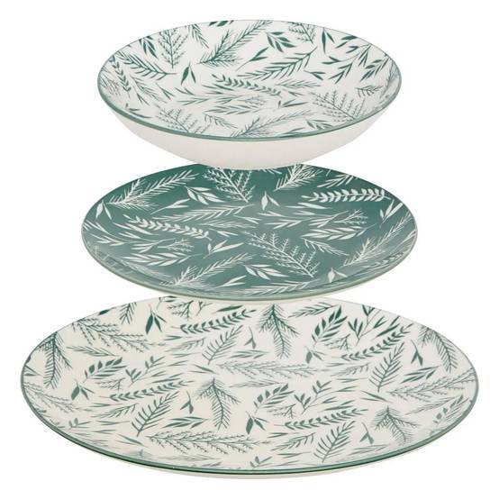 Service de Table 12 Pièces "Agathe" 26cm Vert - Image 1