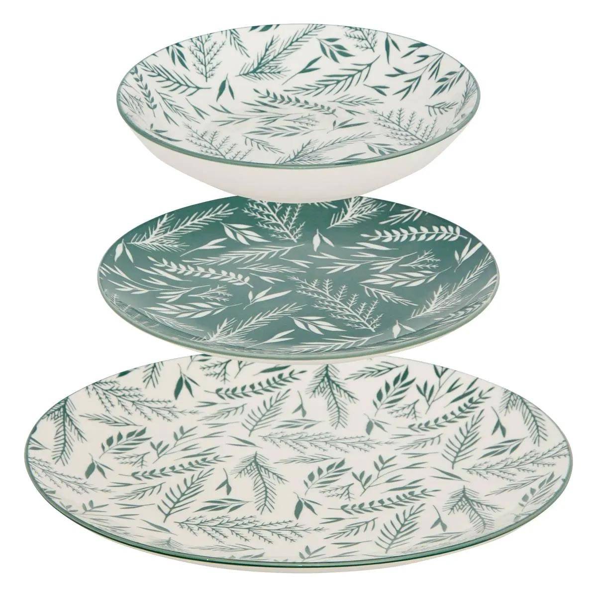 Service de Table 12 Pièces "Agathe" 26cm Vert - Image 1