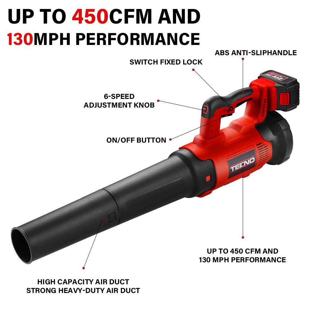 Souffleur de feuilles électrique, 6 modes de vitesse, 450 cfm/130 mph - Image 3